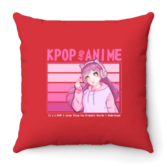 It's A Kpop And Anime Thing Cute Manga Girl Throw Pillows
