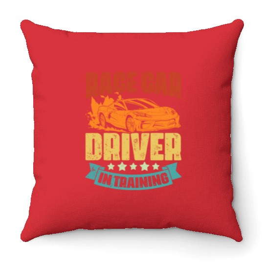 Vintage Race Car Driver In Training An Automotive Throw Pillows