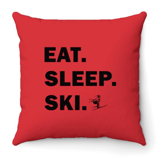 Skiing and Snowboarding - Eat Sleep Ski Throw Pillows