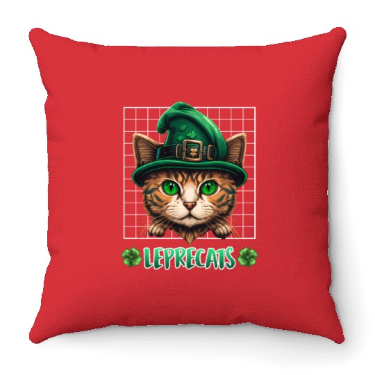 St. Patrick's Day cats leprecats kittens Throw Pillows