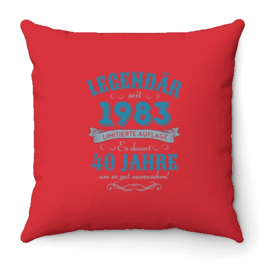 40th Birthday Vintage 1983 Throw Pillows