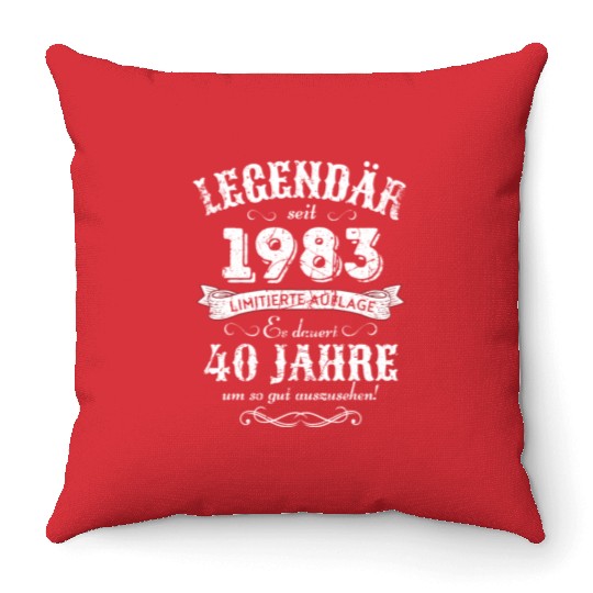40th Birthday Vintage 1983 Throw Pillows