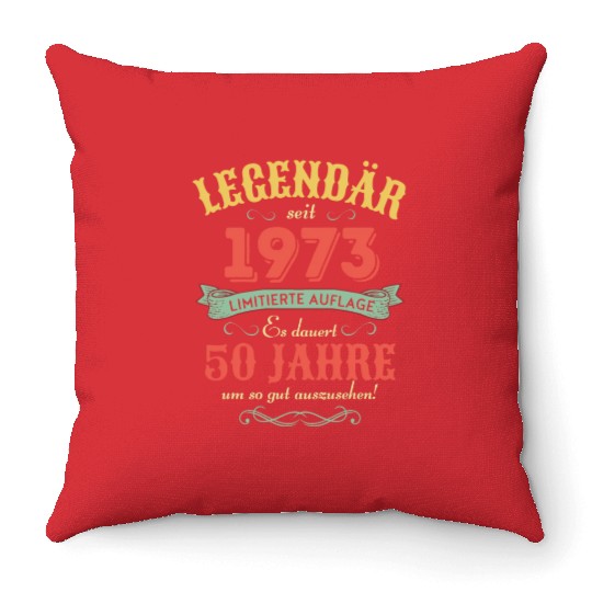 50th Birthday Vintage 1973 Throw Pillows