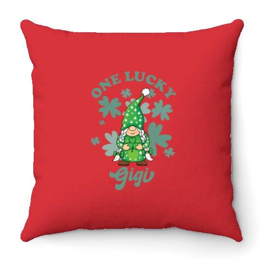 One Lucky Gigi Irish Gnome St. Patrick's Day, St. Throw Pillows
