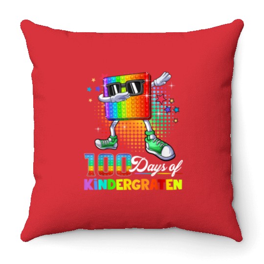 100 Days Of Kindergarten School Teacher Throw Pillows