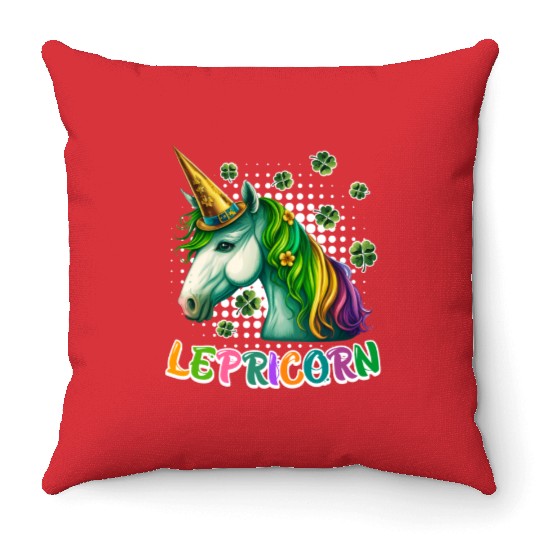 Lepricorn St. Patrick's Day Unicorn Women Throw Pillows