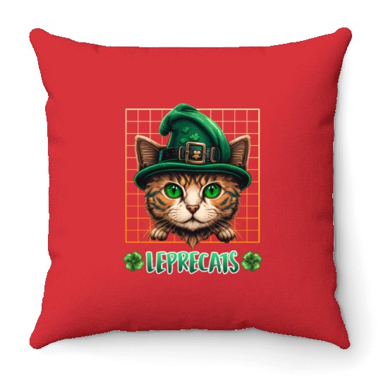 St. Patrick's Day cats leprecats kittens Throw Pillows