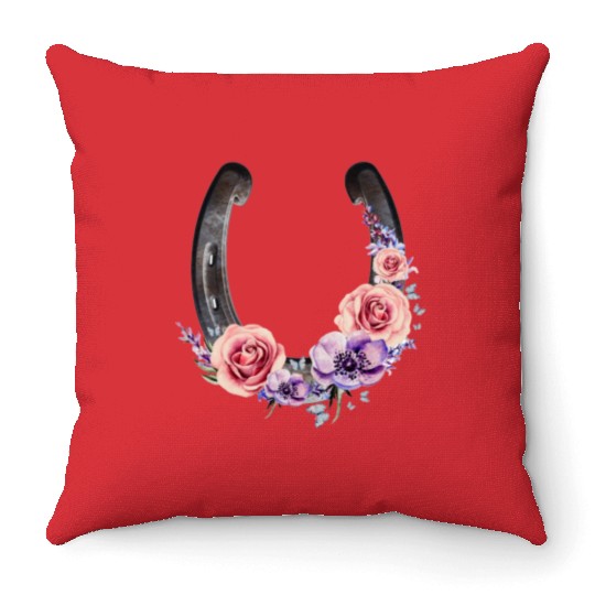 Lucky Floral Horseshoe Throw Pillows