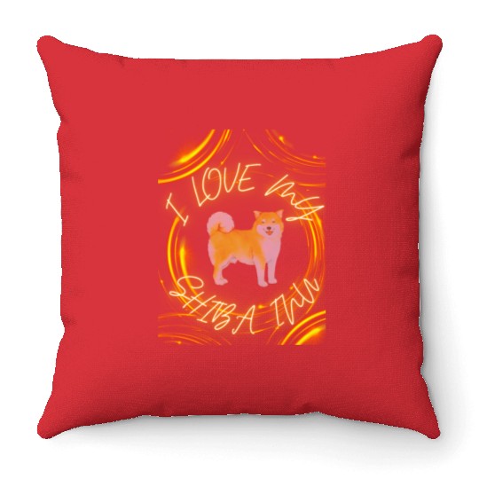 I love my shiba inu Throw Pillows
