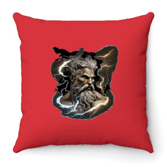 Zeus - A Colorful Tribute to the Greek God of Sky Throw Pillows