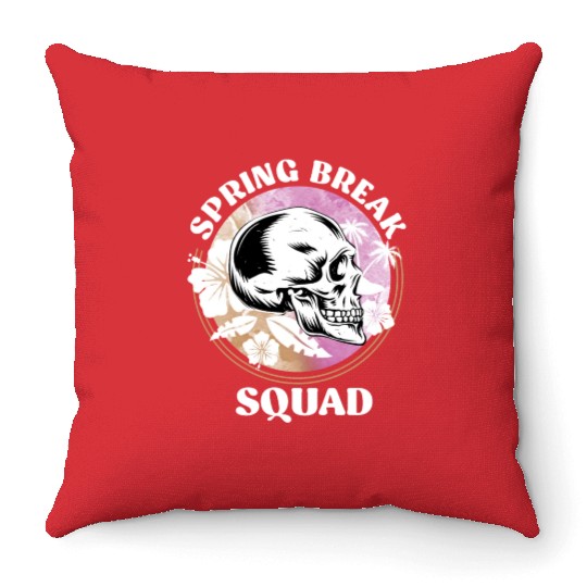 Spring Break Squad Summer Vacation Spring Break Throw Pillows