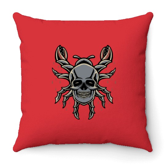 Skull Insect Throw Pillows
