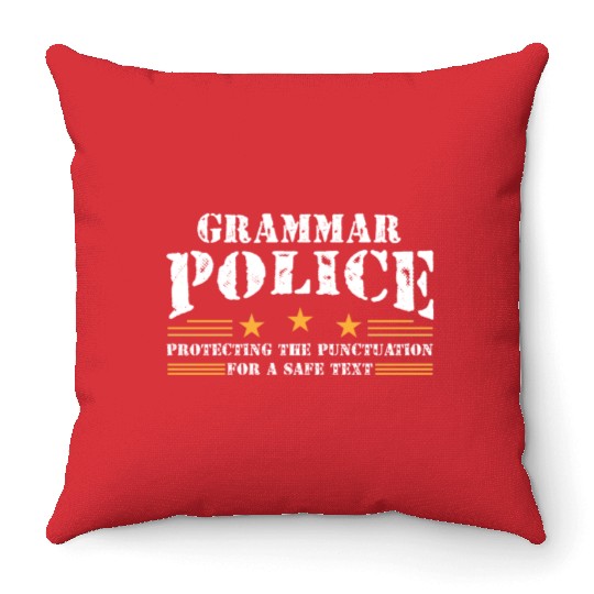 Grammer Police - English Teacher Throw Pillows