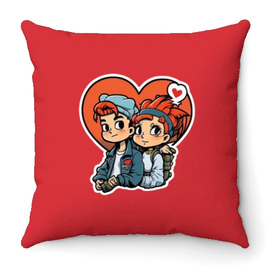 young couple Throw Pillows
