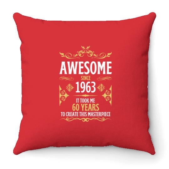 60th Birthday Vintage 1963 Throw Pillows