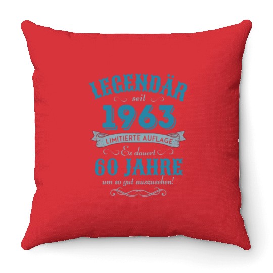 60th Birthday Vintage 1963 Throw Pillows