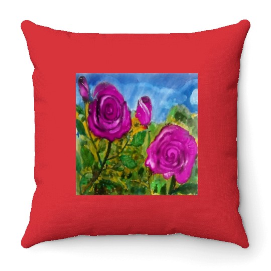 Hand Painted Roses Throw Pillows Throw Pillows Mugs Tote Bags