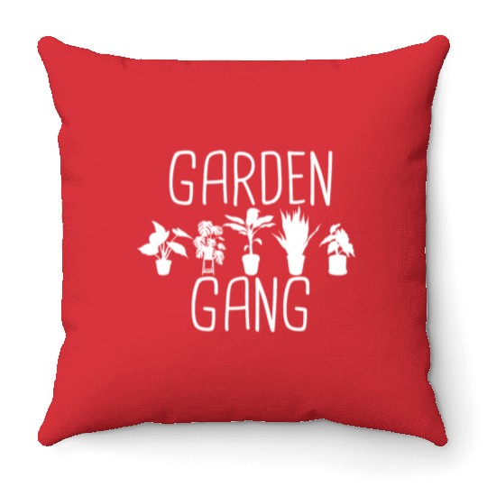 Garden Gang Funny Gardener Vegetable Flower Garden Throw Pillows