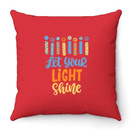 Funny Hanukkah Let Your Light Shine Menorah Adults Throw Pillows