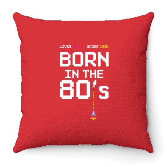 1981 Birtday Retro Gamer Pixel Born in the 80s Throw Pillows
