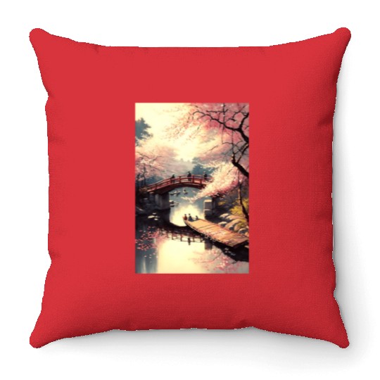 Cherry Blossom Season in Tokyo: A Visual Delight Throw Pillows
