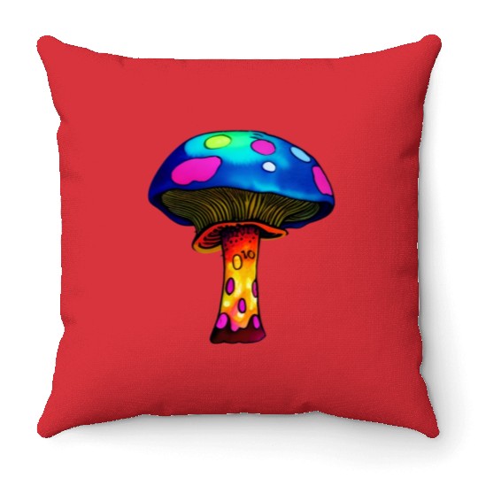 Trippy Psychedelic Rave Trip Mushrooms Goa Throw Pillows
