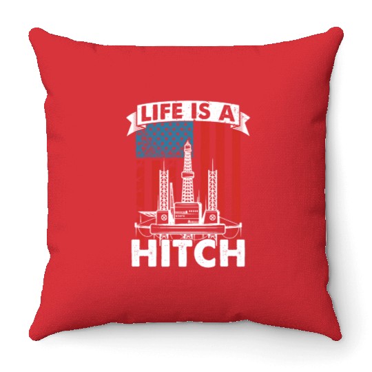 Oilfield Oil Drilling Us Flag Throw Pillows