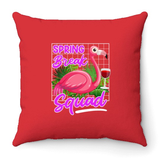 Spring Break Squad Summer Vacation Spring Break Throw Pillows