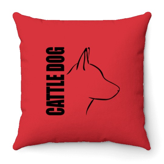 Cattle Dog Profile dog mom Throw Pillows