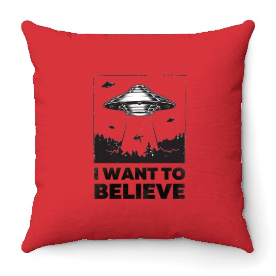 I Want To Believe Aliens UFO Area 51 Roswell Throw Pillows