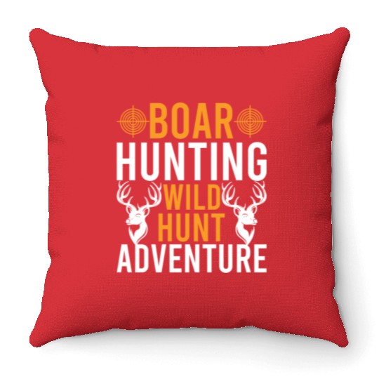 Boar Hunting Wild Hunt Adventure Throw Pillows