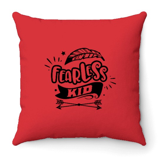 Fearless kid Throw Pillows