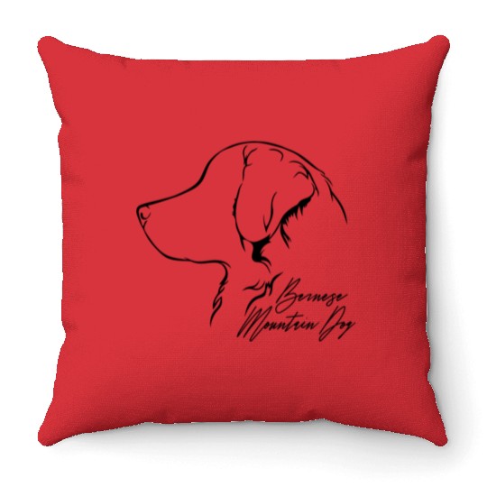 Funny Bernese Mountain Dog Profile dog mom Throw Pillows