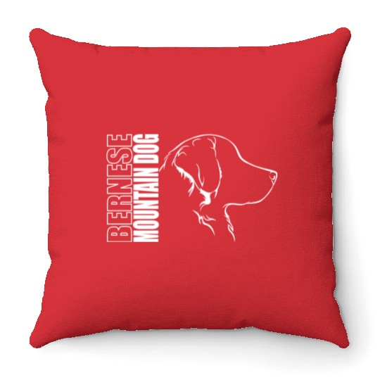 Funny Bernese Mountain Dog Profile dog mom Throw Pillows