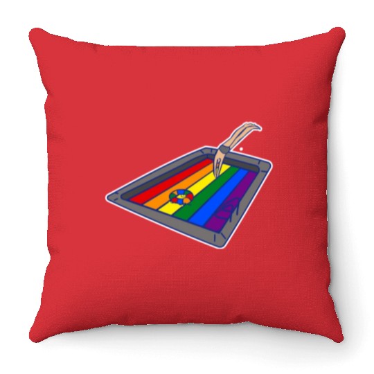 LGBTQ Rainbow Pride Swimming Pool Water Sports Throw Pillows