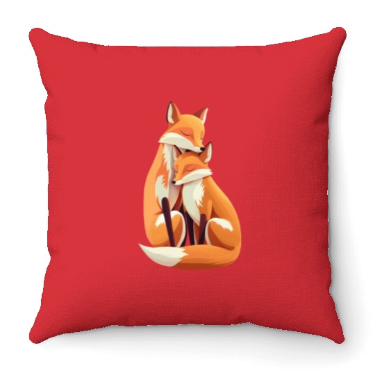 Fox forest animal foxes siblings bro sis nature Throw Pillows