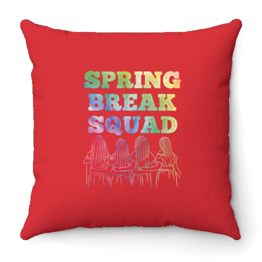 Spring Break Squad Summer Vacation Spring Break Throw Pillows