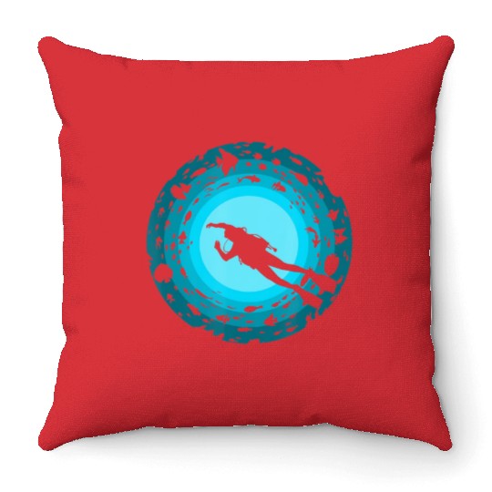 Scuba Diving Scuba Diving Throw Pillows