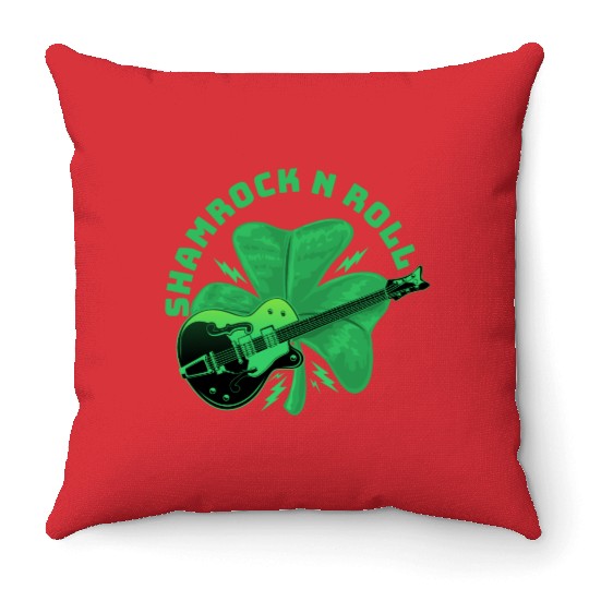 shamrock n roll Throw Pillows