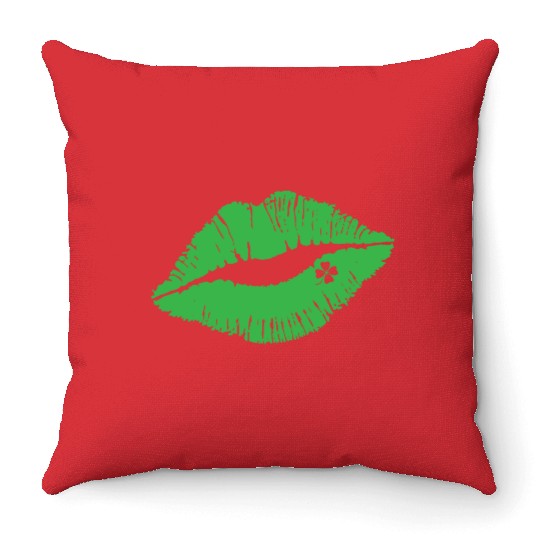 Lips Shamrock Throw Pillows, St Patricks Day Presents