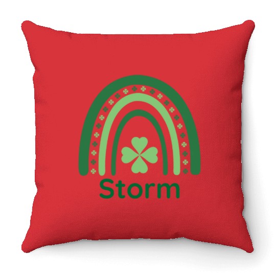 Storm Clover Charm Boho Rainbow Throw Pillows