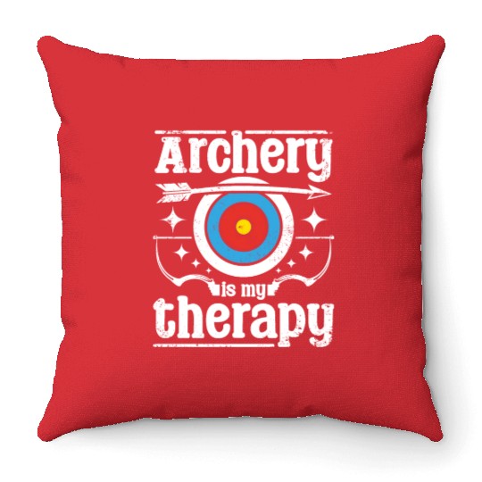 Archery is my therapy Throw Pillows