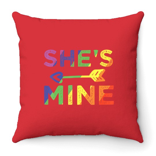 Lesbian Couple She s Mine I m Hers Matching LGBT Throw Pillows
