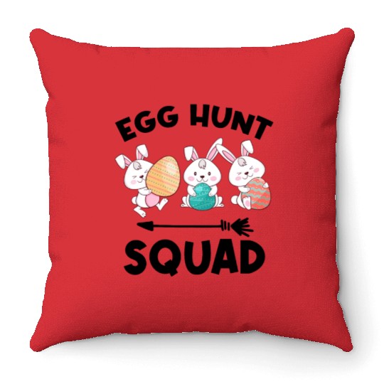 Fun Egg Hunt Squad Easter Day Family Matching Hunt Throw Pillows