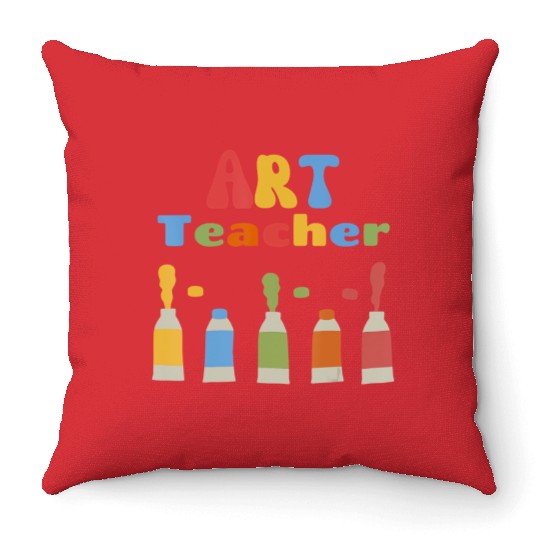 Back To School Art Teacher First Day of School Tea Throw Pillows