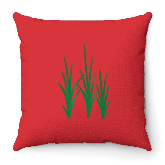Green grass Throw Pillows