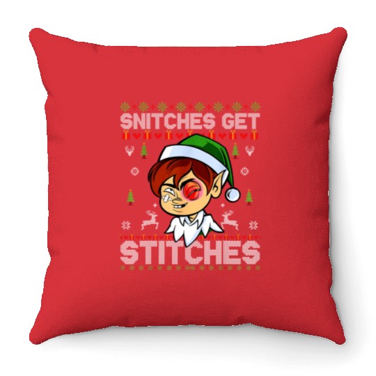 Warrior 12 Snitches Get Stitches Throw Pillows