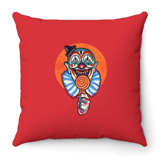 Horror Candy Corn Clown Throw Pillows