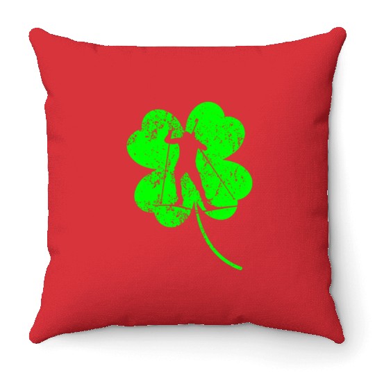 Biathlon St. Patrick's day shamrock Throw Pillows