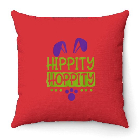 Cute Sunday School or Egg Hunt Hippity Hoppity Throw Pillows